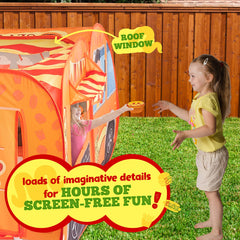 Kiddzery Pop-up tent features spacious 60x32.5x32.5 inch play area.