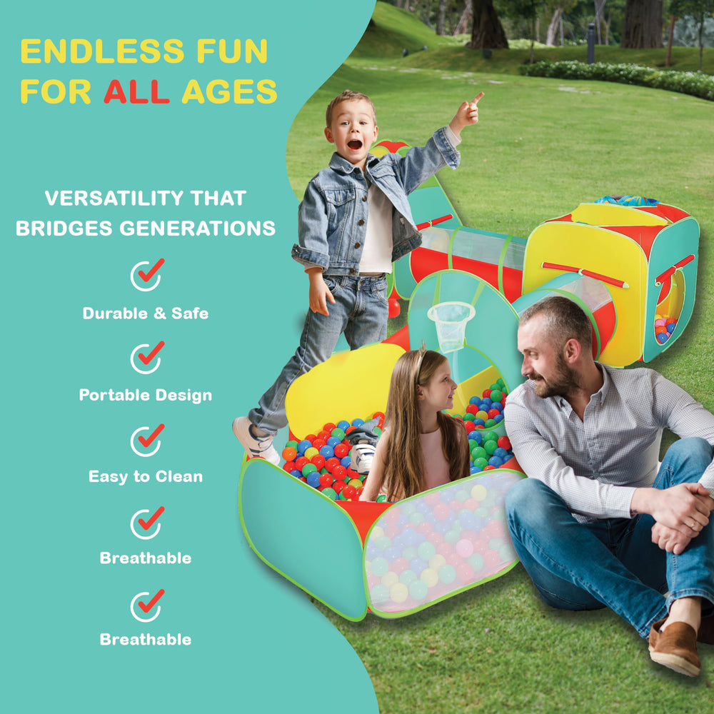 Kiddzery tepee ball pit with 3 sides provides a safe, immersive play space.