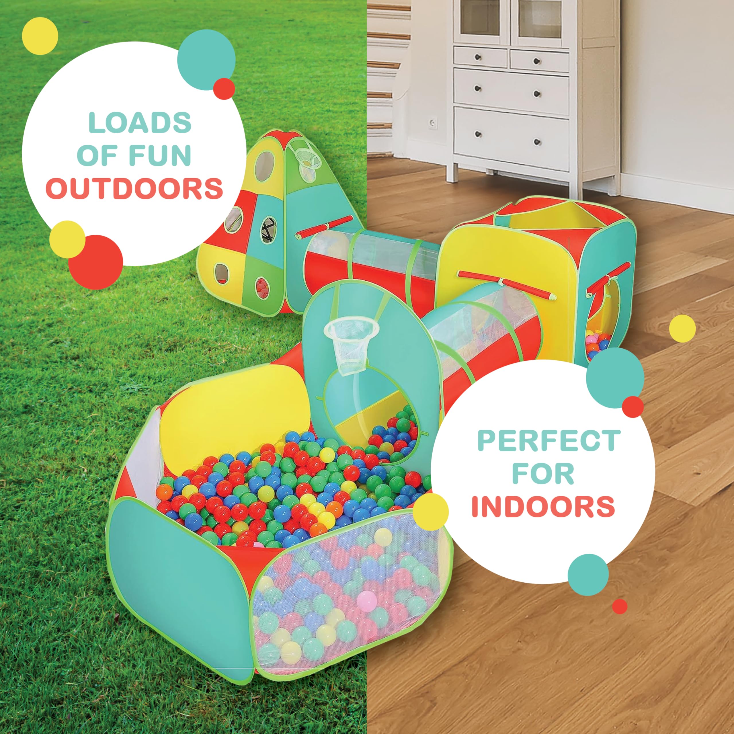 Kiddzery tunnel play tent supports crawling exploration and coordination.