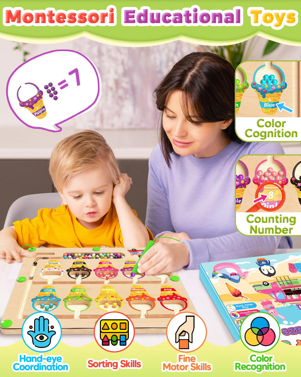 Kidific ice cream-number trail shows numbers 1-10 for counting practice