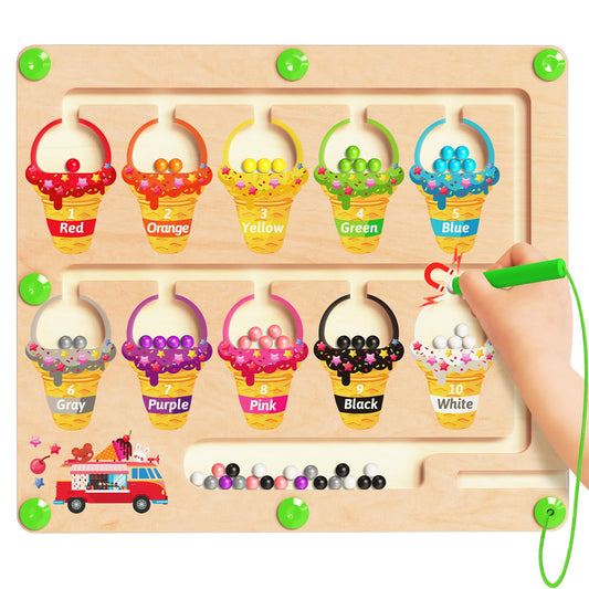 Kidific magnetic color-number maze pen guides beads for counting