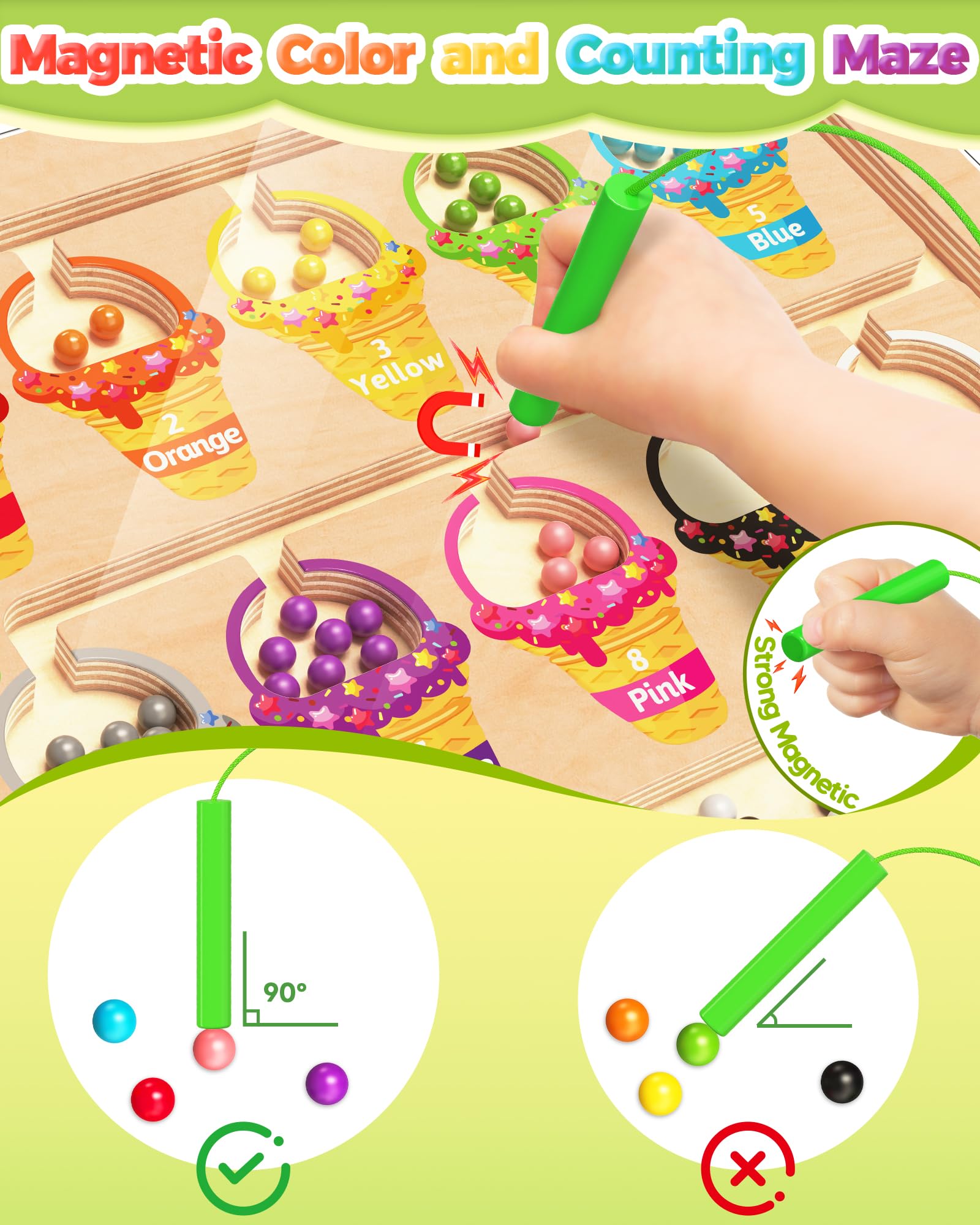Kidific wooden puzzle board with vibrant colors for color recognition and motor skills