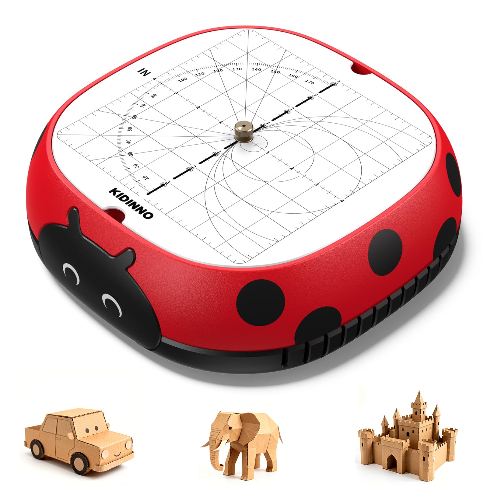 KIDINNO Safe Power Cardboard Cutter front view highlighting safe design for kids
