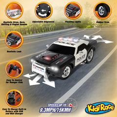 Kidirace RC car 2.4 GHz remote for smooth, interference-free racing up to 160 feet.