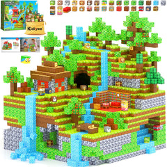 Kidiyee 150pcs magnetic blocks assemble a forest world for imaginative play.