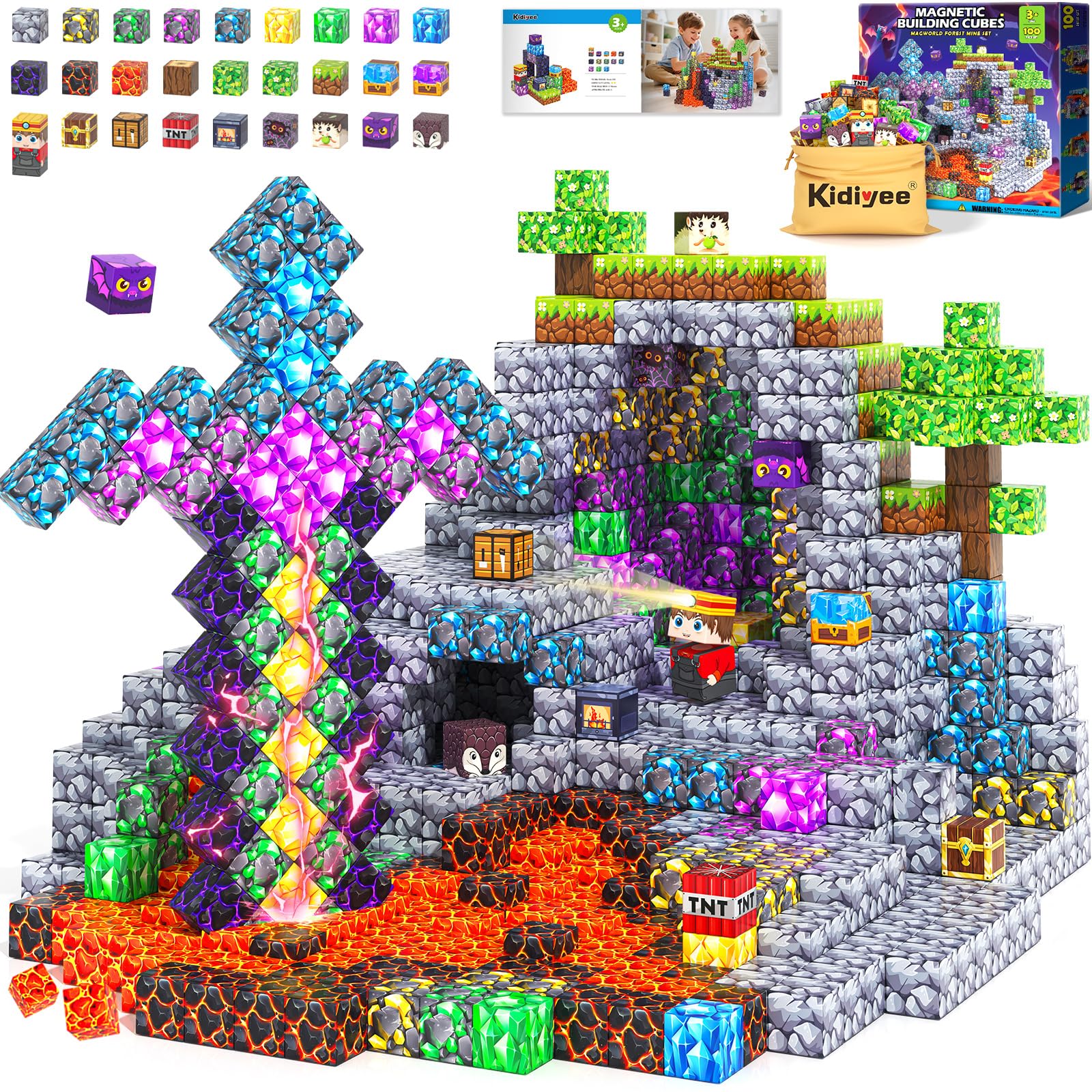 Kidiyee Magnetic Blocks 100pcs set promotes imaginative building and hands-on learning.