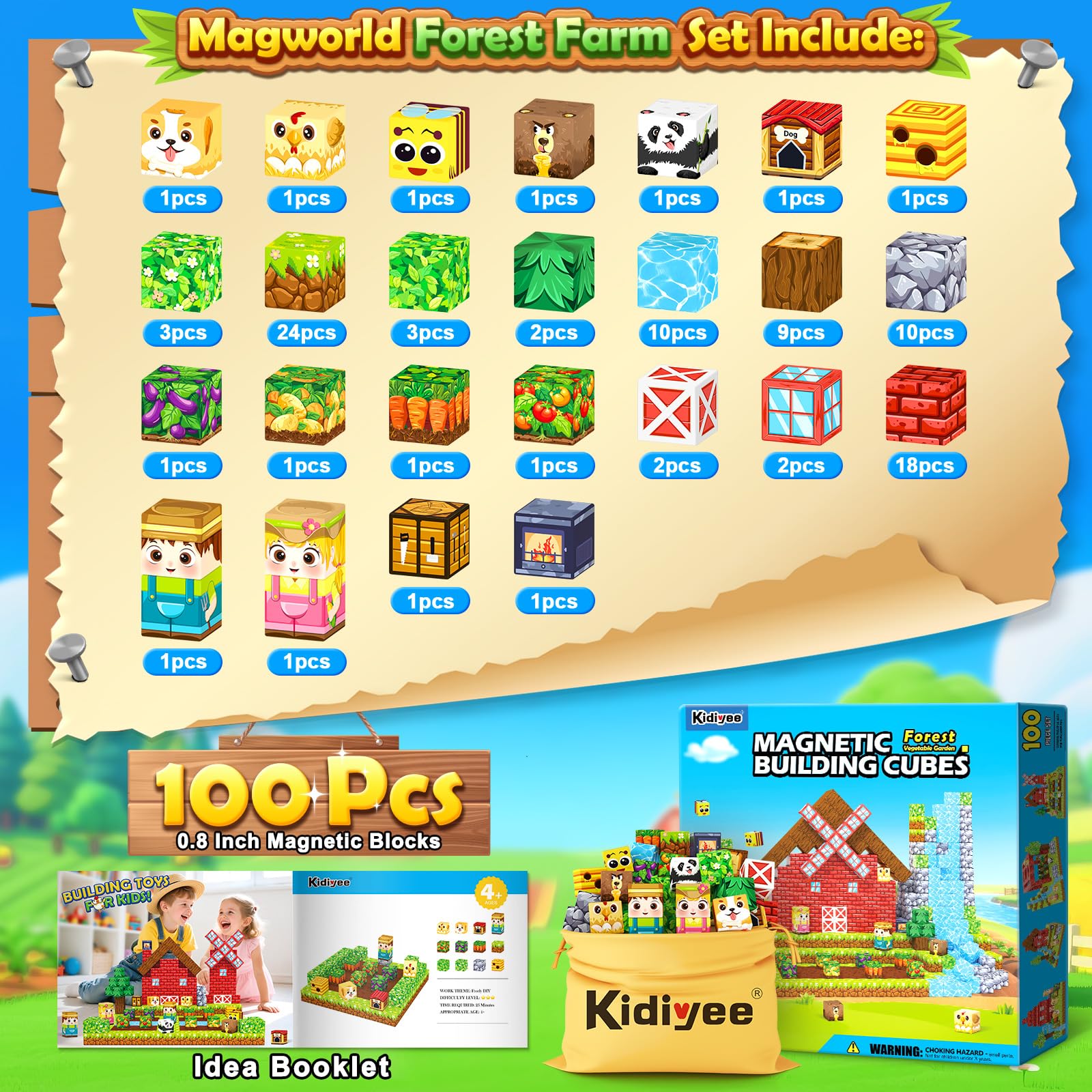 Kidiyee magnetic blocks kids building play tile promotes spatial thinking and problem solving