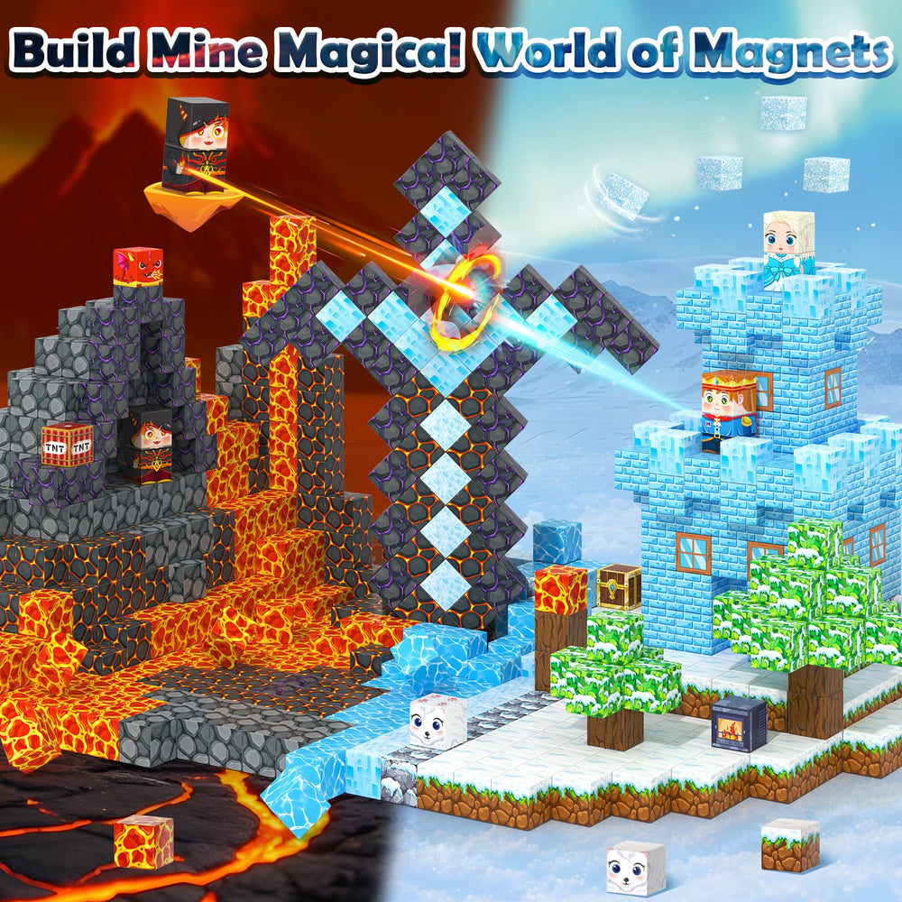 Kidiyee magnetic blocks lava world setup for creative problem solving