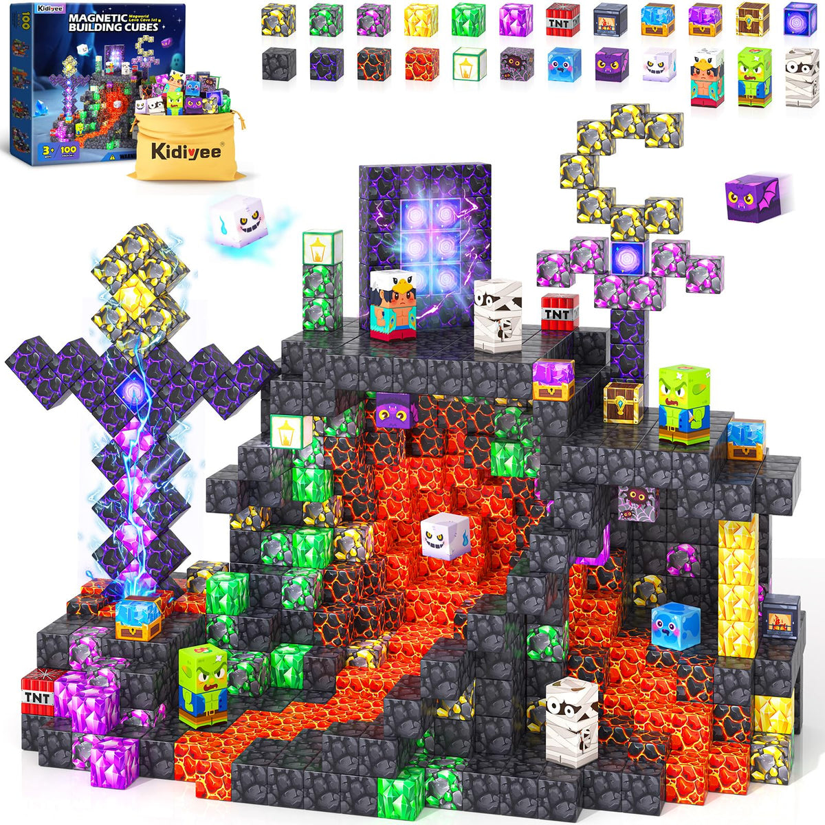 Kidiyee magnetic blocks Mine World assembly for imaginative, hands-on construction fun