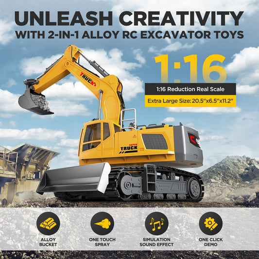 KIDMARKT Excavator with dozer blade for realistic grading and shaping tasks.