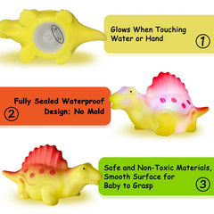KidPapa glow-dinosaur bath toy 4 highlights color-changing lights during bath