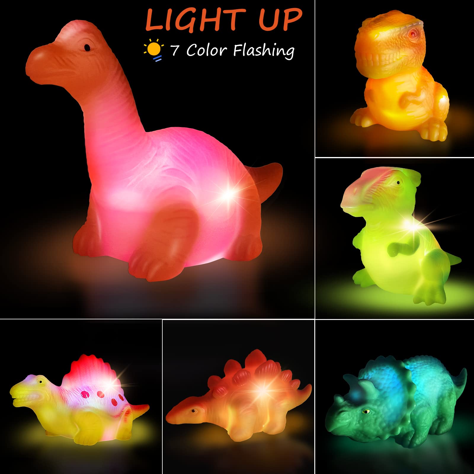 KidPapa light-up bath toy dinosaur 2 glows and floats for splashy play
