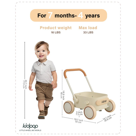Kidpop PULA baby walker demonstrates safe, low-gravity design for first steps.