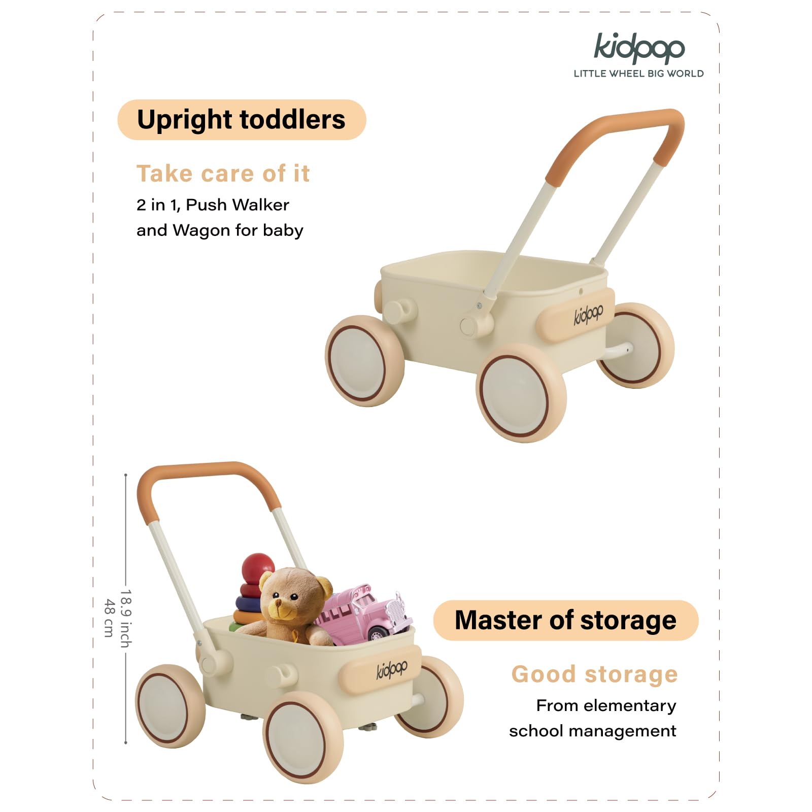 Kidpop PULA enclosed wheels protect tiny hands during playtime.