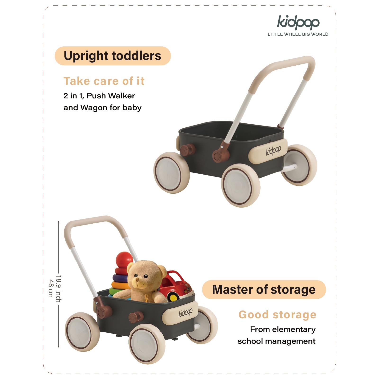 Kidpop PULA wagon push-handle emphasizing easy push and pull play
