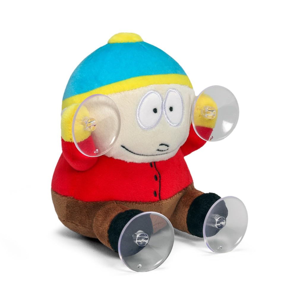 Kidrobot Cartman plush with embroidered details on display