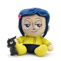 Kidrobot Coraline and The Cat Phunny plush front view for cozy display