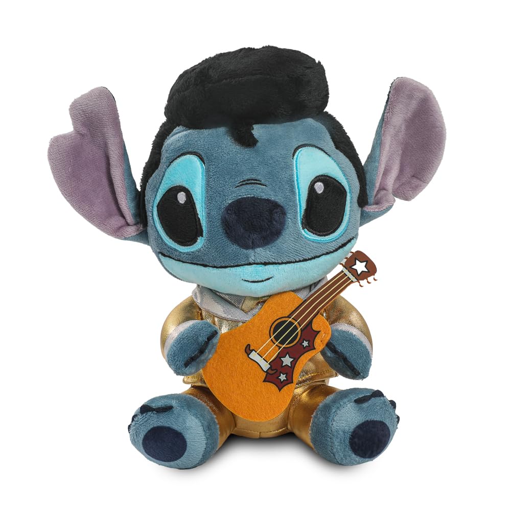 Kidrobot Disney Stitch Elvis plush, front view, soft cuddle-ready display piece.