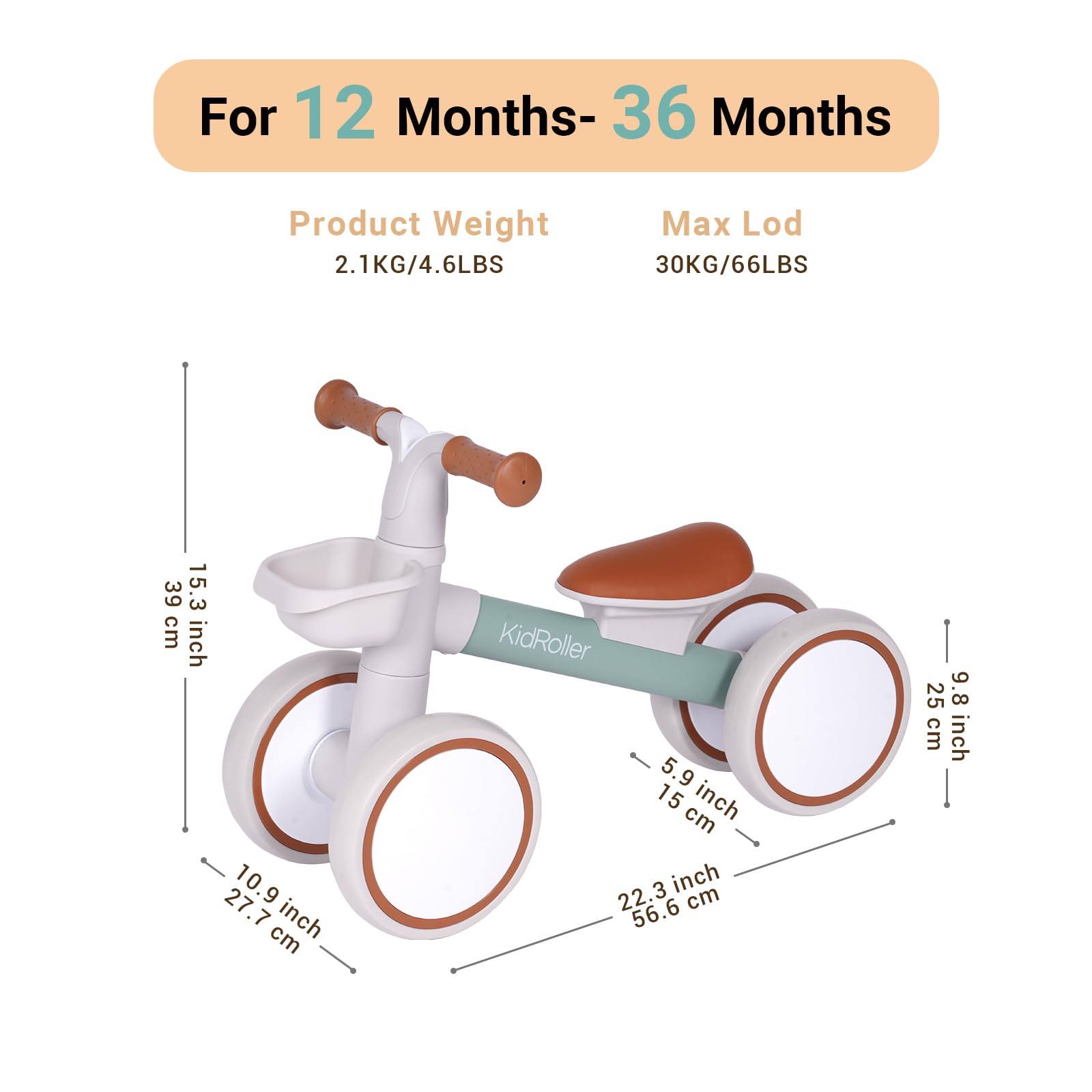 KidRoller balance bike adjustable seat adapts as your child grows for comfortable riding.