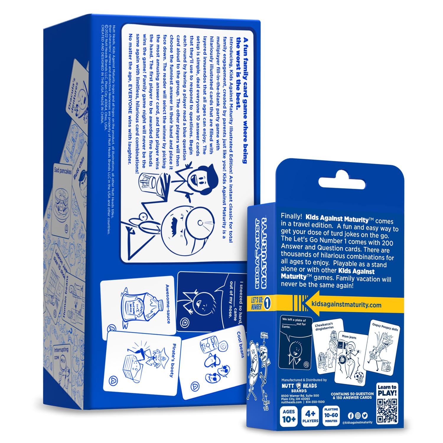 Kids Against Maturity box open showing cards ready for quick setup