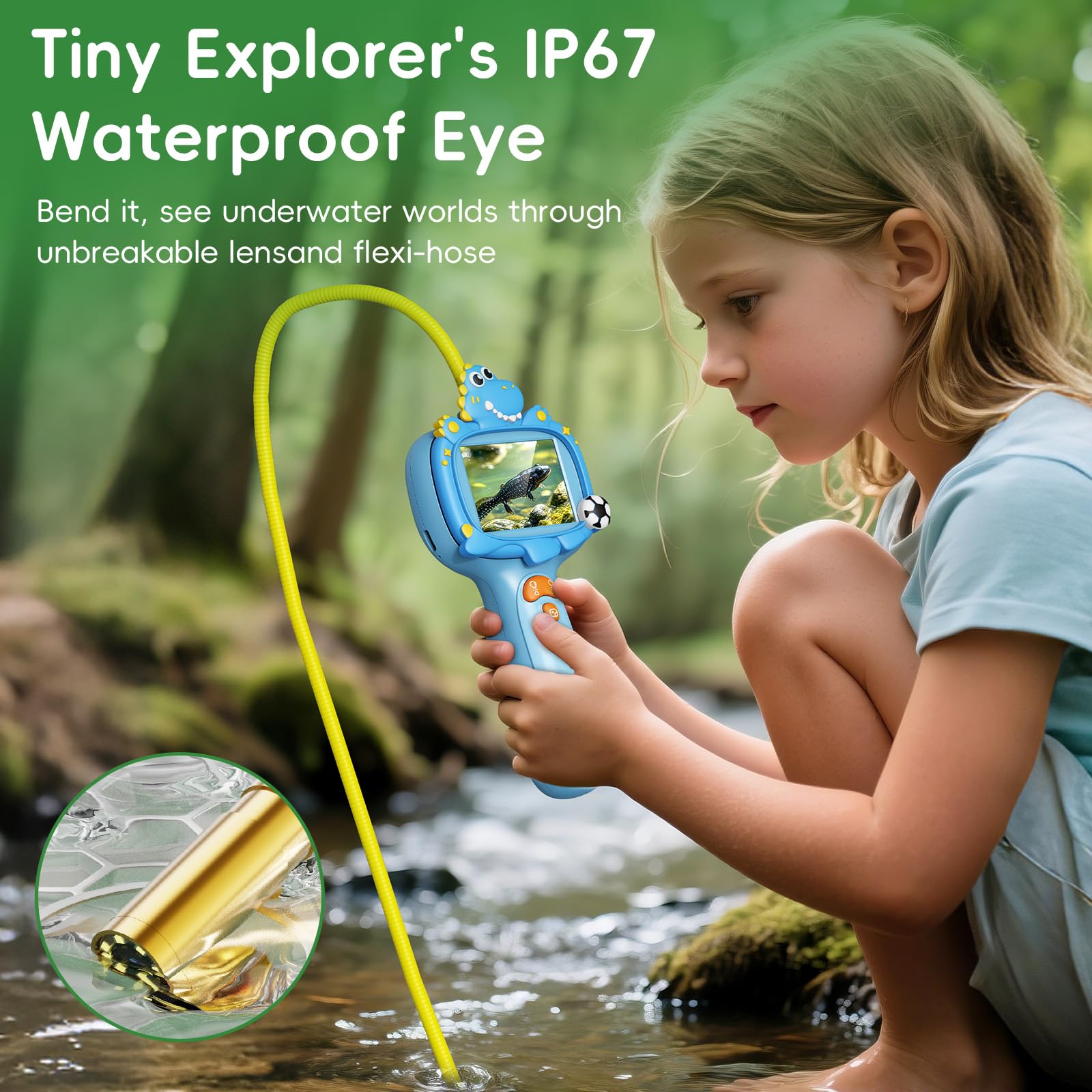 Kids Borescope micro SD-ready design expands memory for adventures.