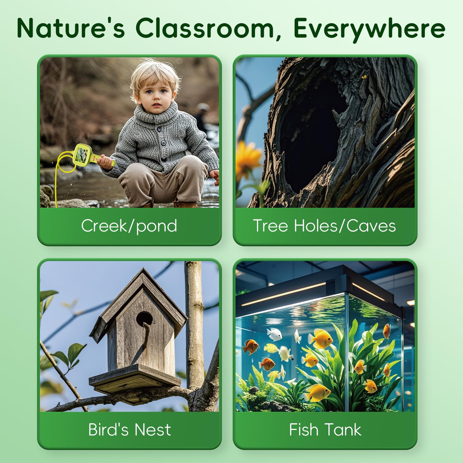 Kids Borescope outdoor camping companion for nature journaling adventures.