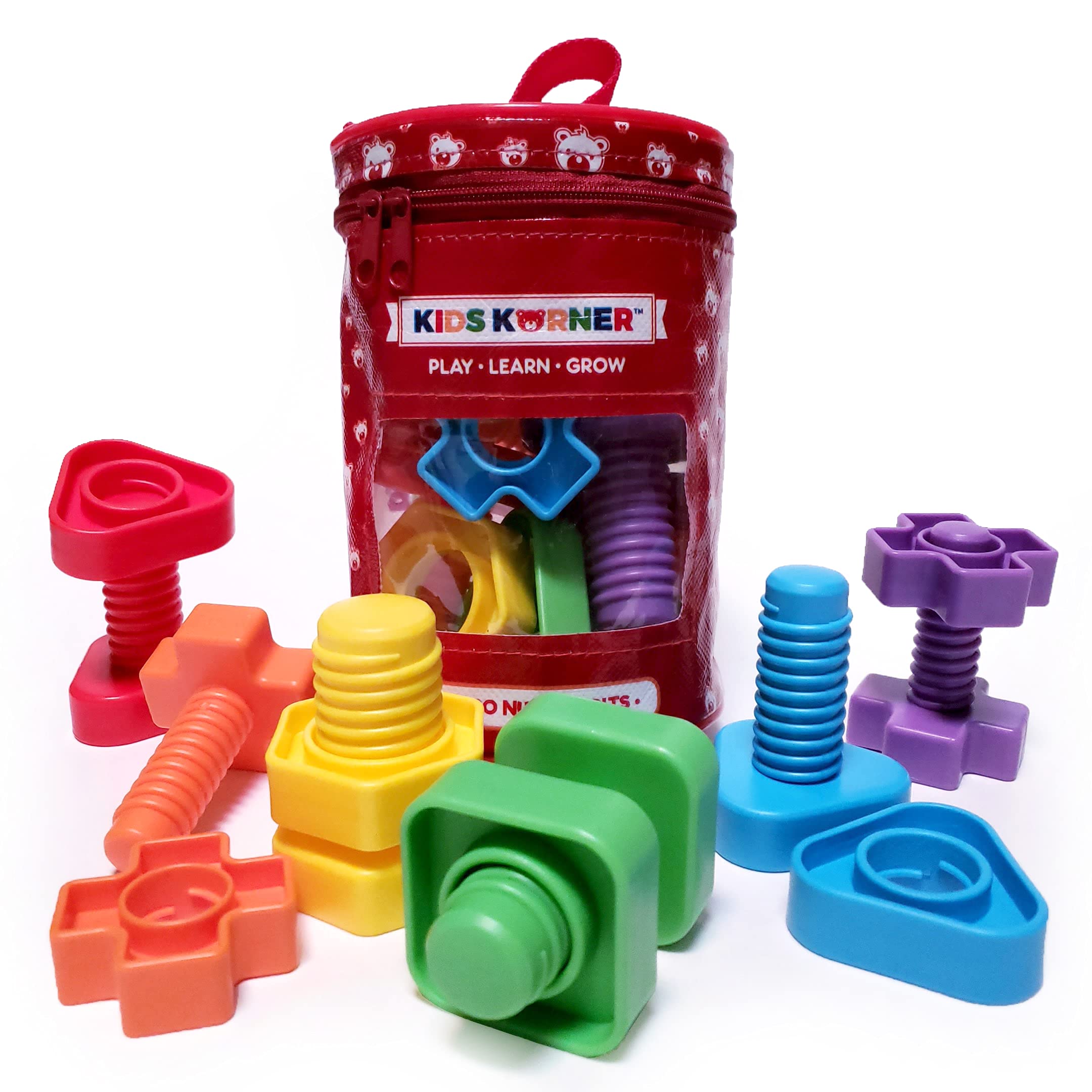 KIDS KORNER jumbo nuts and bolts with colored shapes for sorting and fine motor play