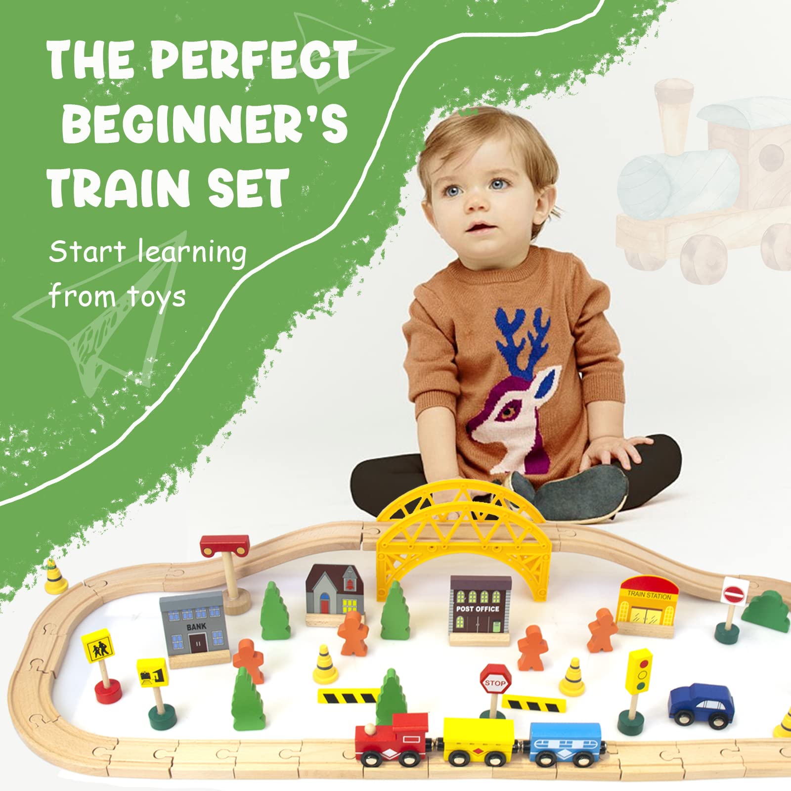 KIDS TOYLAND storage box keeps train pieces organized after play