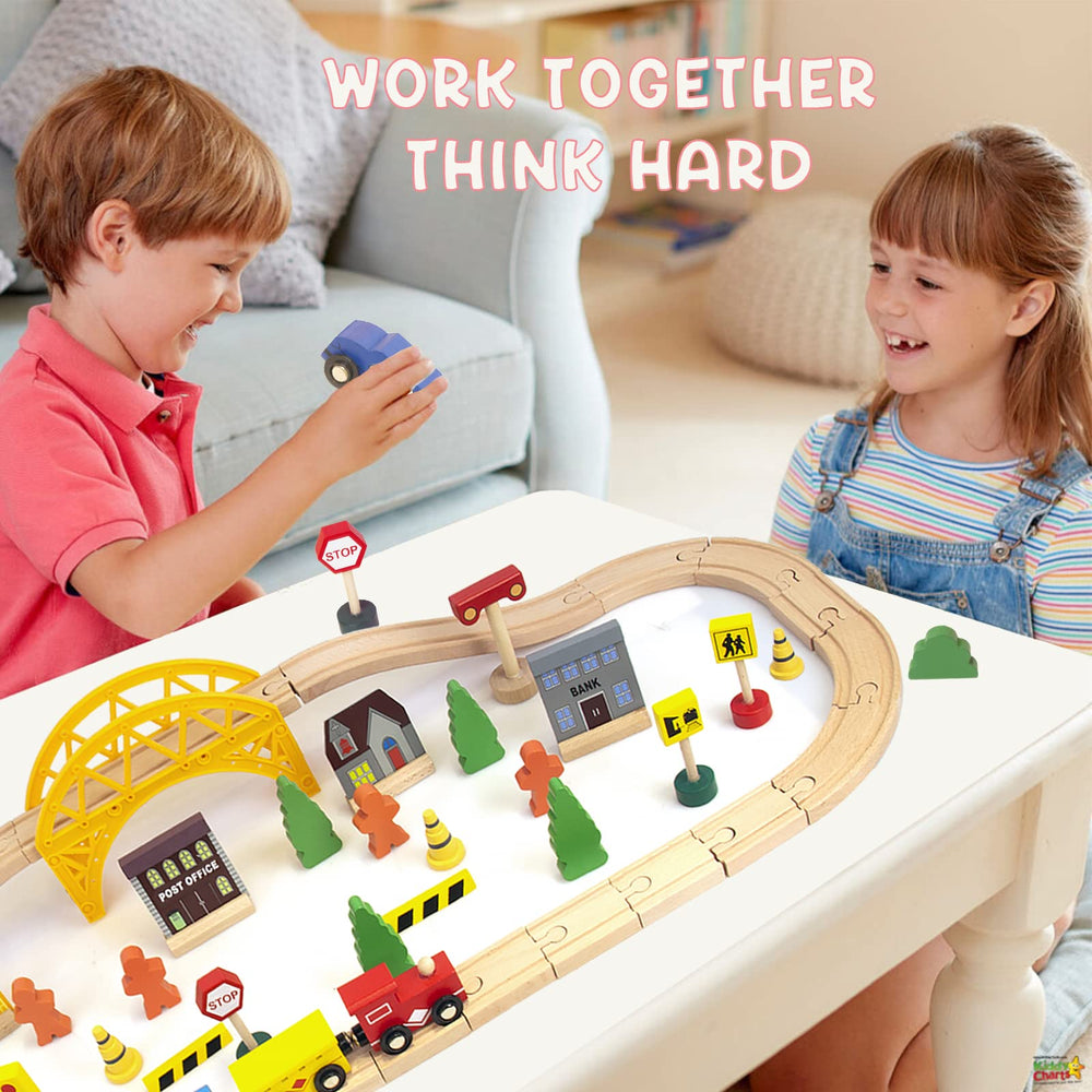 KIDS TOYLAND wooden train cars and hauler support fine motor play