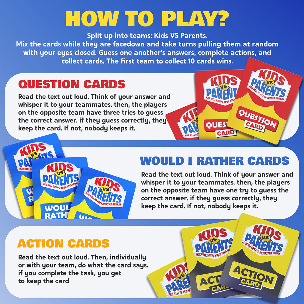 Kids VS Parents conversation prompts close-up for engaging family chats