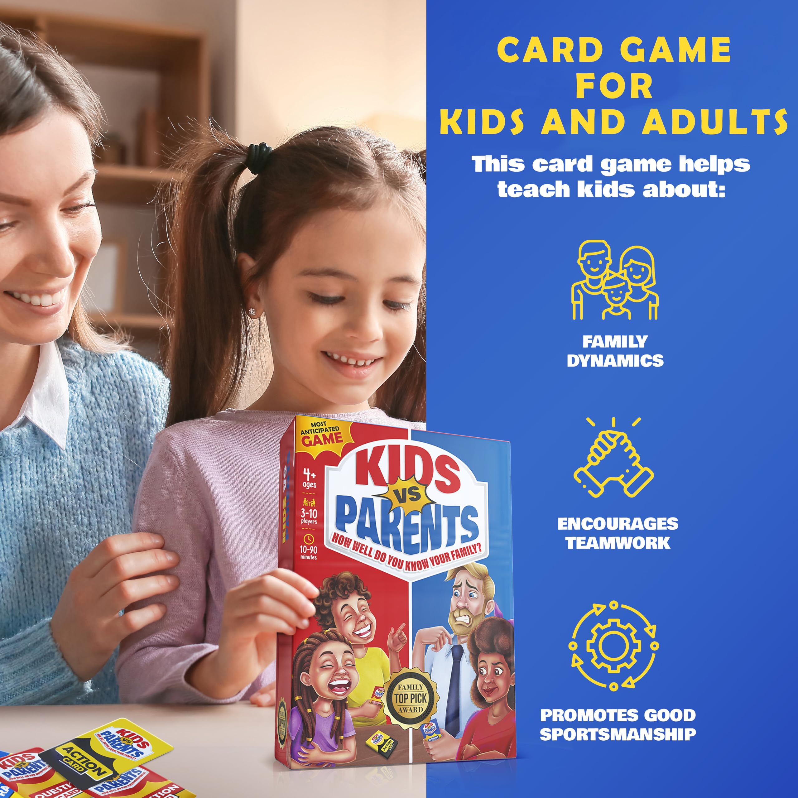 Kids VS Parents family-table laughter during gameplay