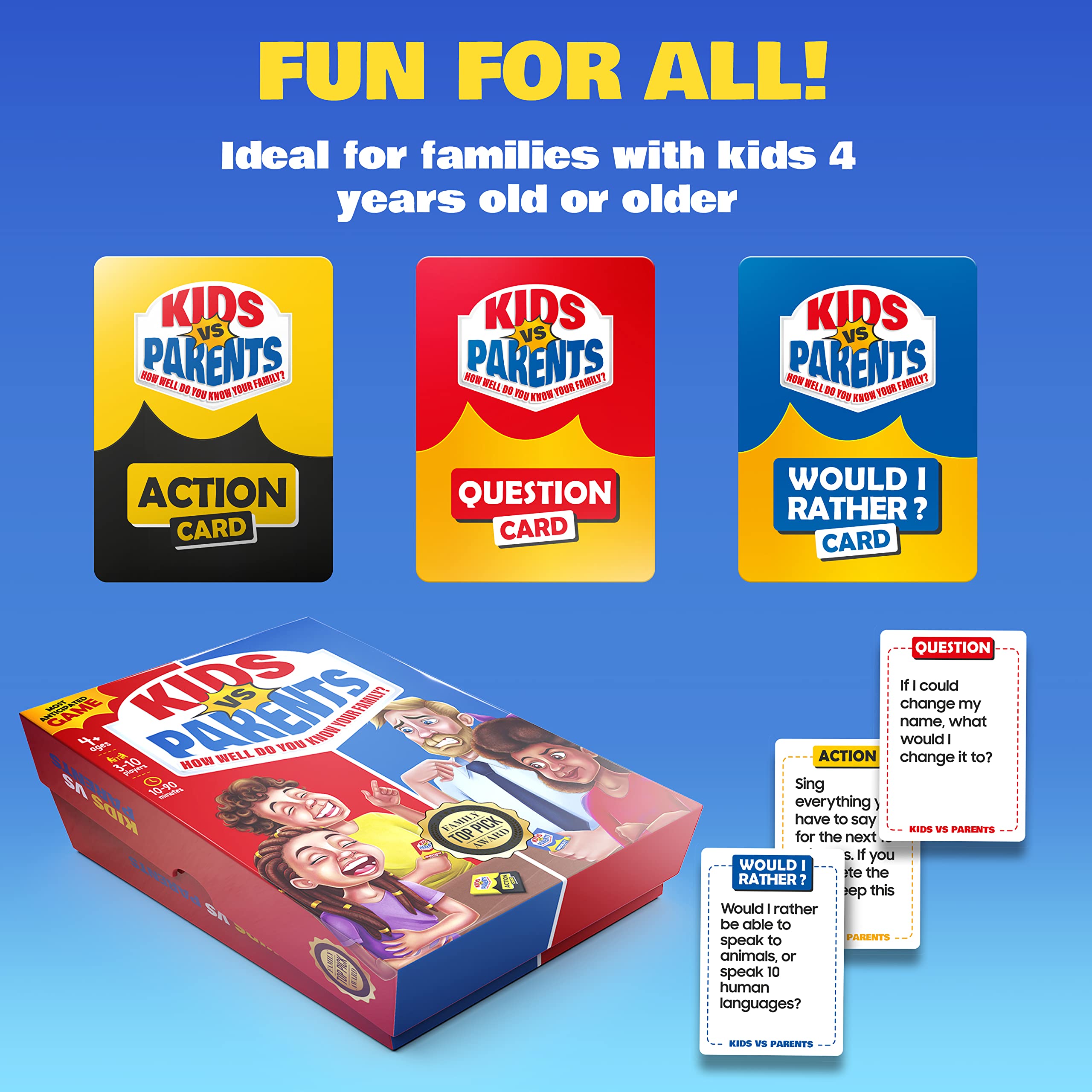 Kids VS Parents screen-free game night promoting unplugged fun