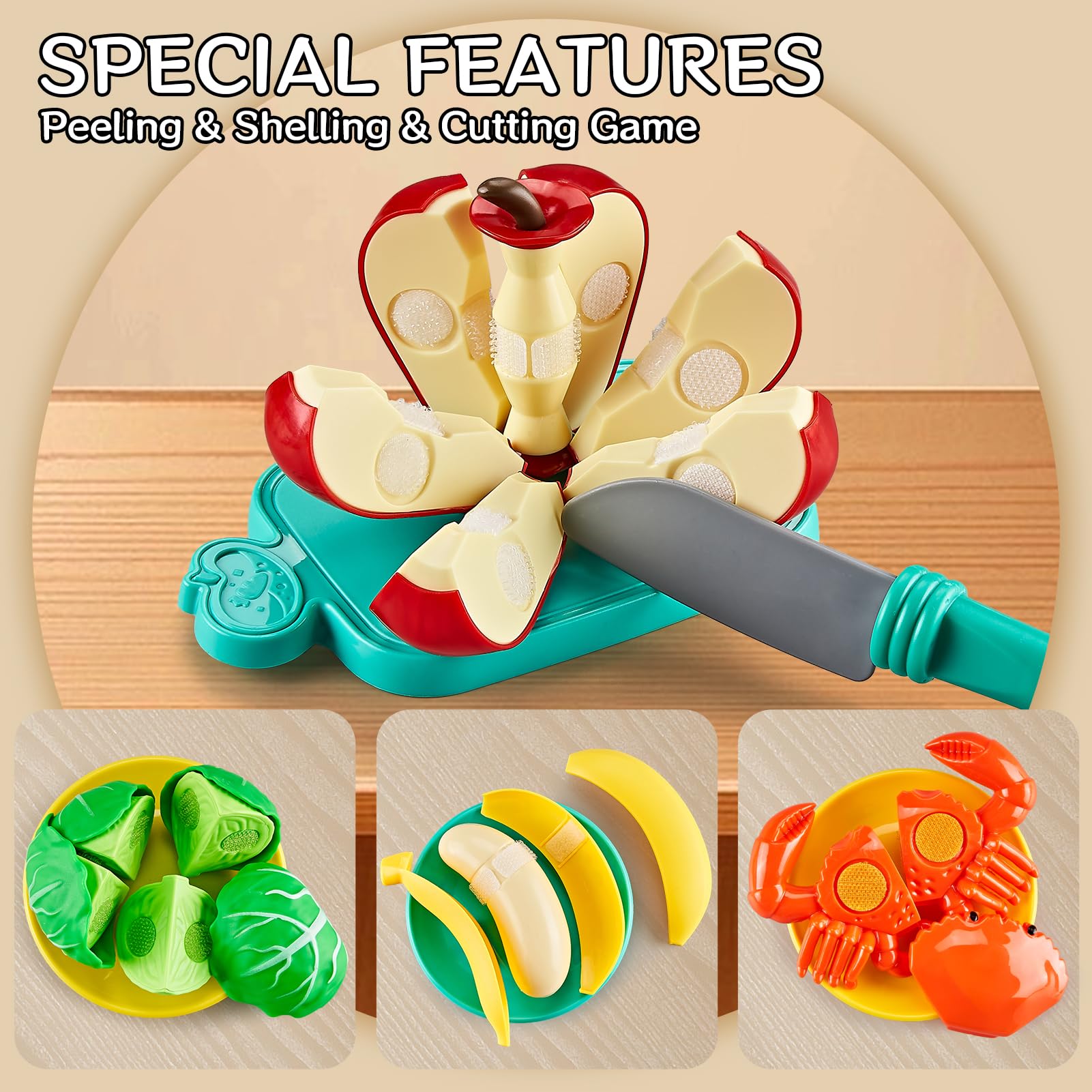 Kidsciety fruits and vegetables promote fine motor skills through safe slicing play