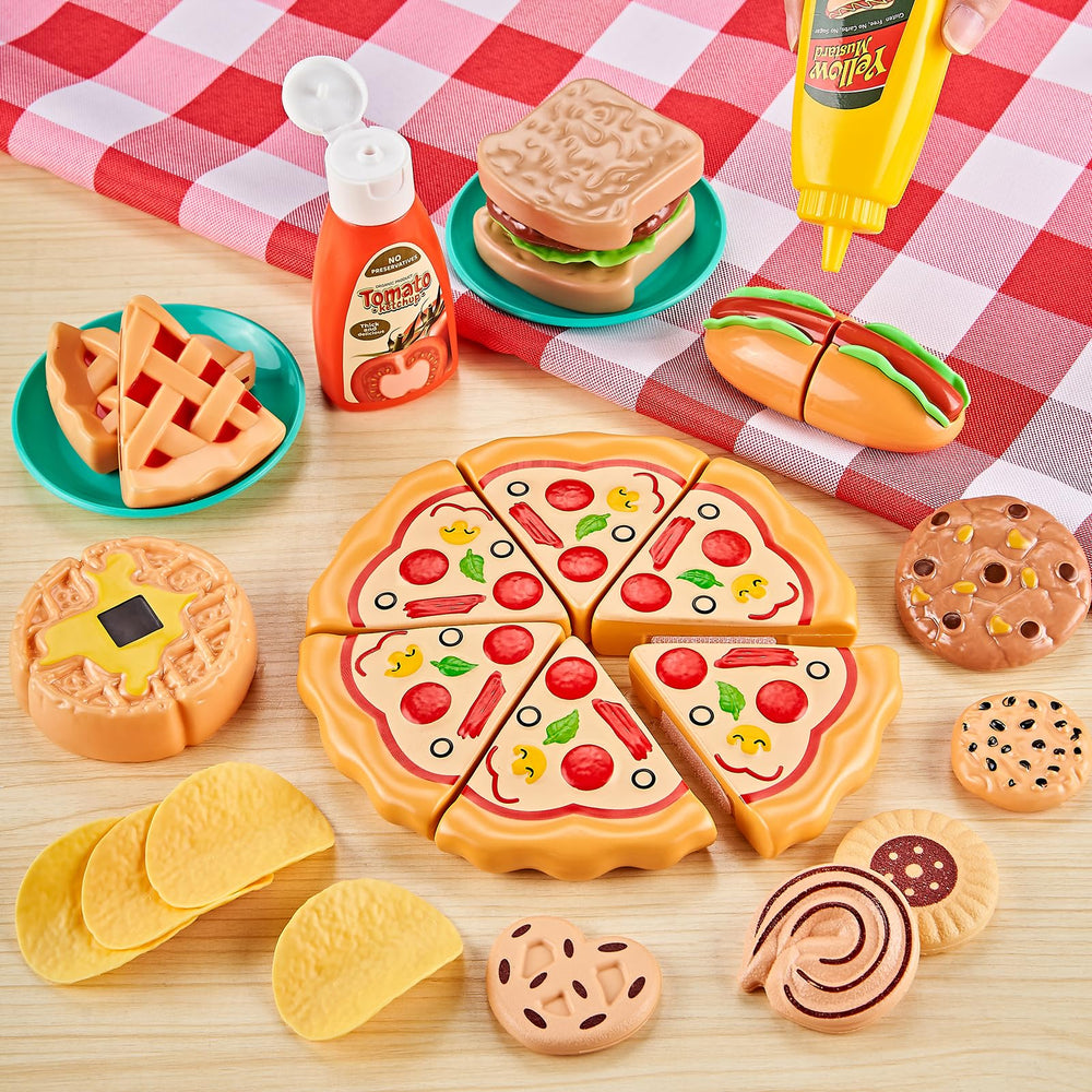 Kidsciety seafood and meats provide realistic play food for open-ended kitchen adventures