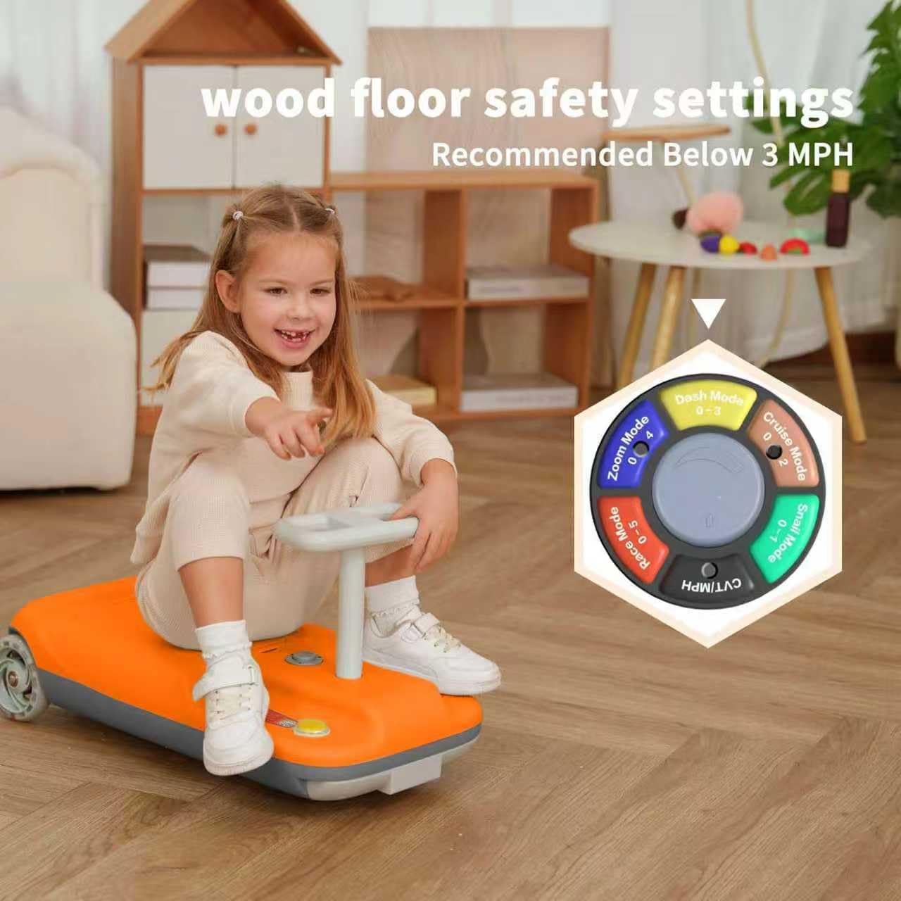 Kidscleancar ride-on car soft-start delivers smooth acceleration.