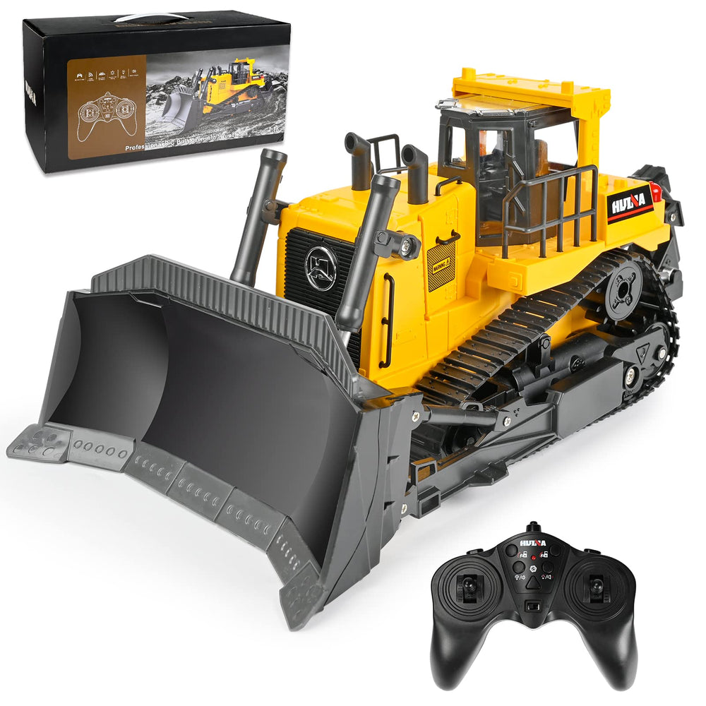 KidsFaves 11-channel RC bulldozer front view for immersive, realistic control.