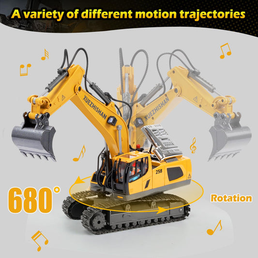 KidsFaves excavator toy with metal shovel for durable pretend construction.