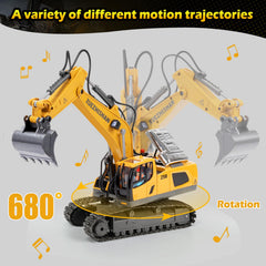 KidsFaves excavator toy with metal shovel for durable pretend construction.