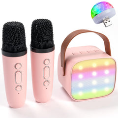 KidsFaves mini karaoke machine front view with vibrant lights for lively sing-alongs.