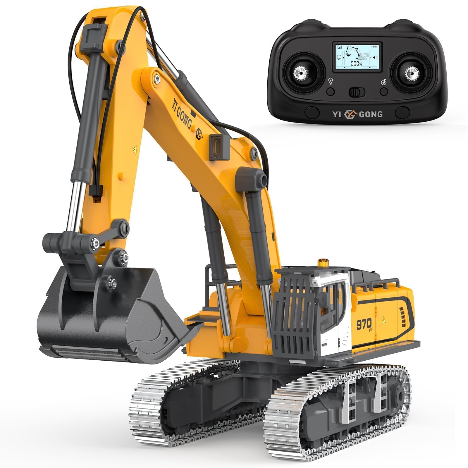 KidsFaves portable carry case showcasing RC excavator and accessories for camping and travel