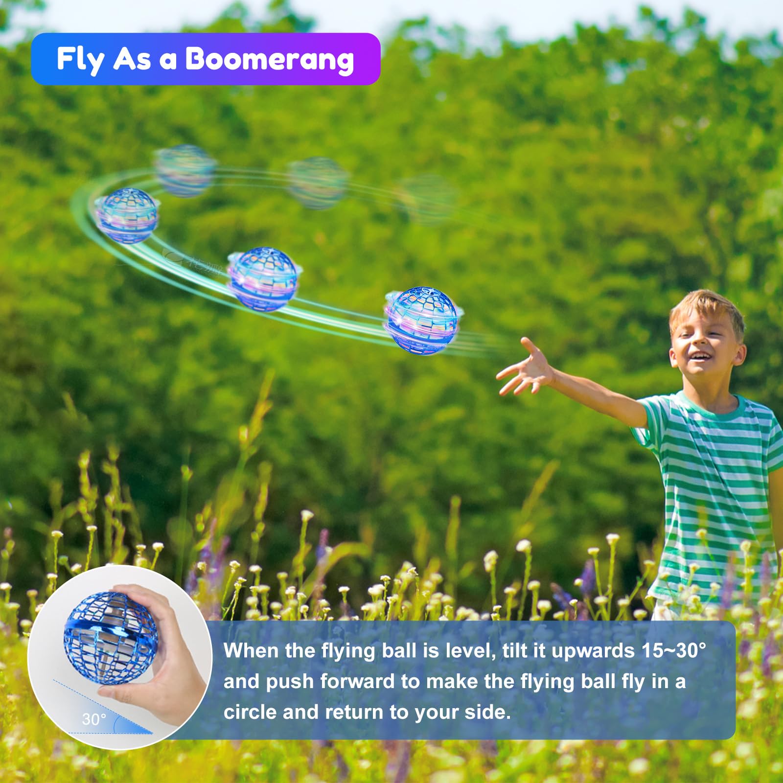 Kidsjoy Flying Ball Toy hand-controlled spinner for precise throws