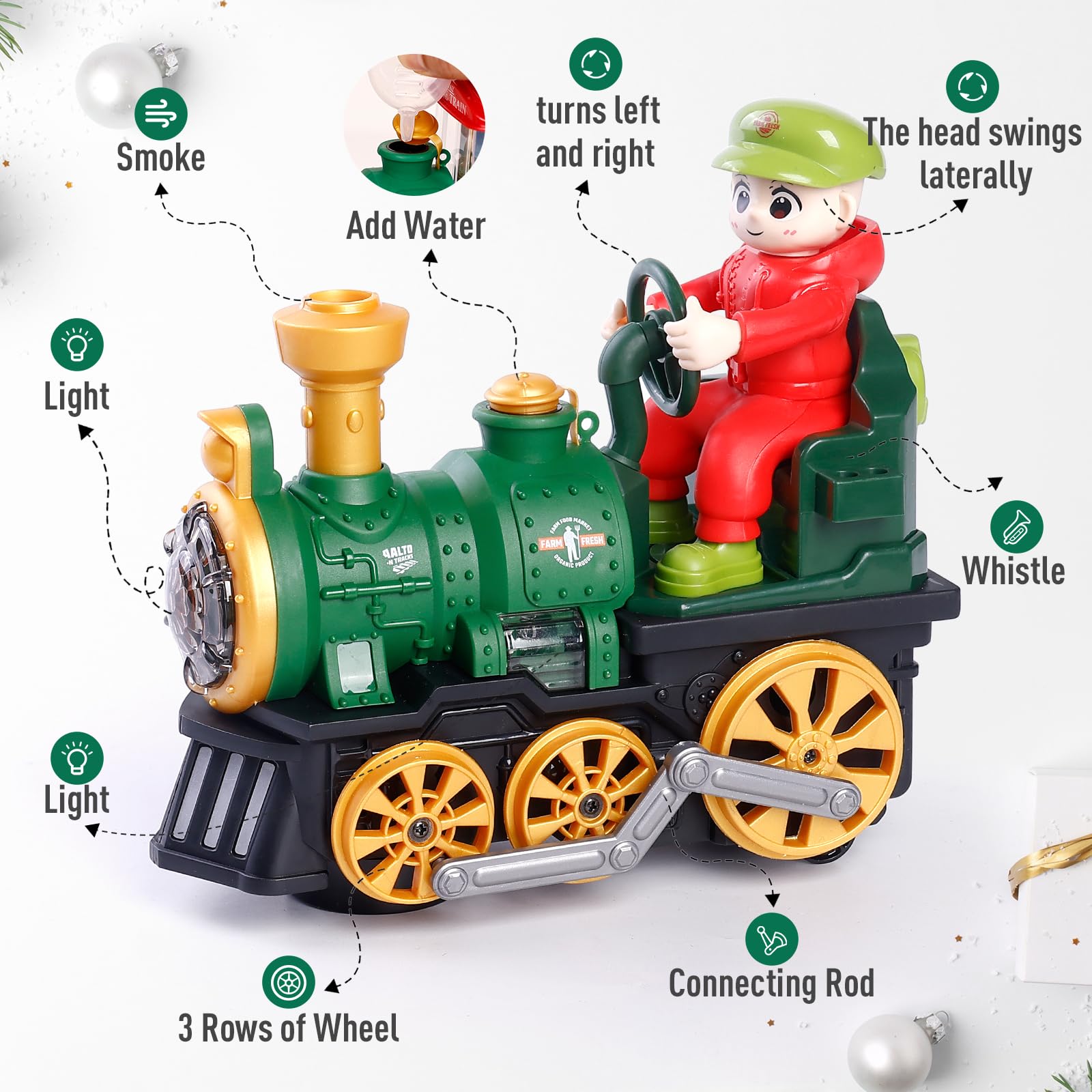 KidsMind electric train toy with realistic smoke effect for realism