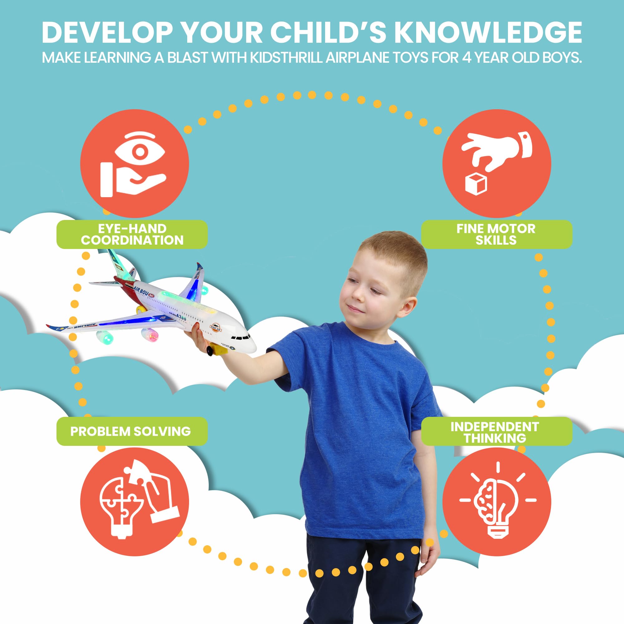 Kidsthrill Airplane Toy features colorful wings for imaginative storytelling.