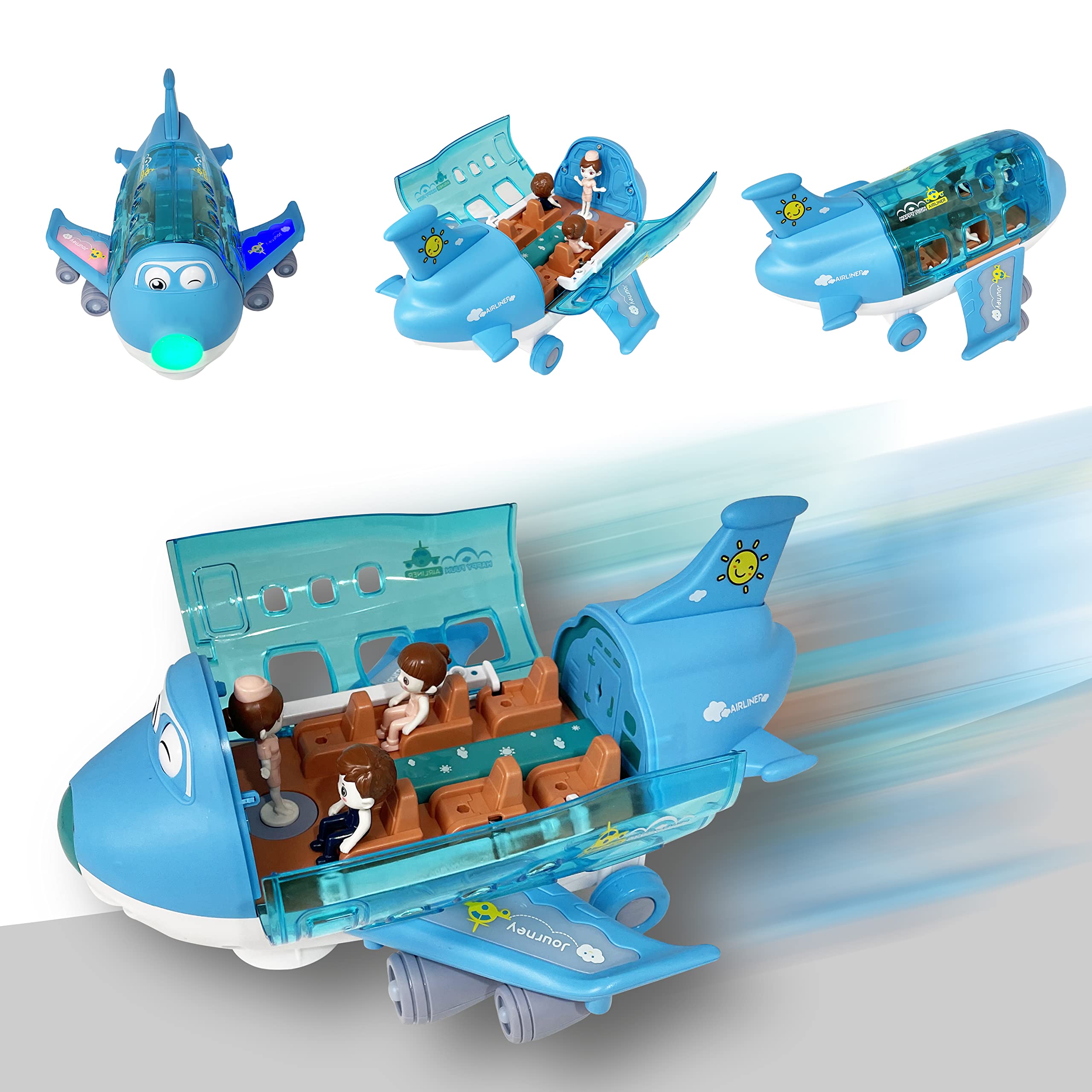 Kidsthrill airplane toy front view with bright lights for engaging playtime