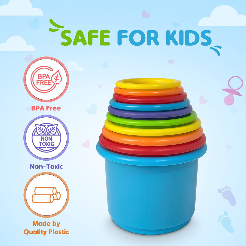 KIDSTHRILL tall stacking tower reaching up to 63.5 cm.