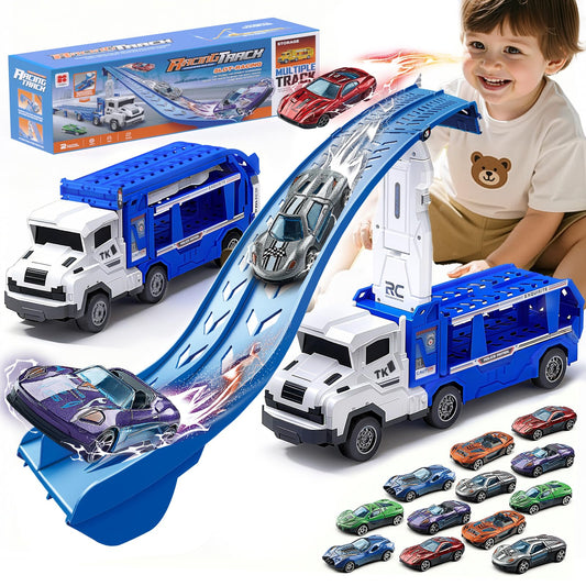 Kidstinct dual-mode track shows foldable raceway for two-player racing fun