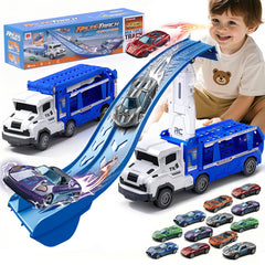 Kidstinct dual-mode track shows foldable raceway for two-player racing fun