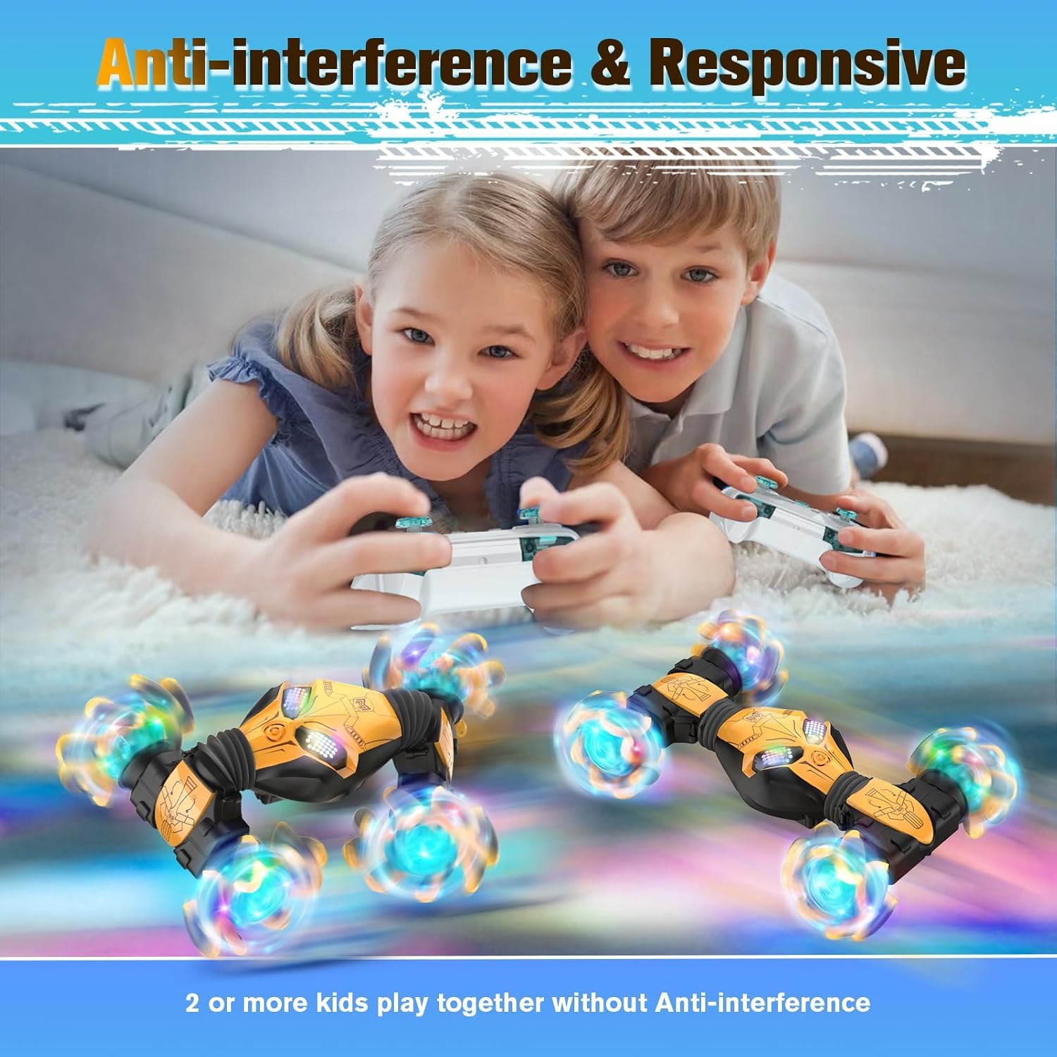 Kidstinct car with colorful LED lights on tires