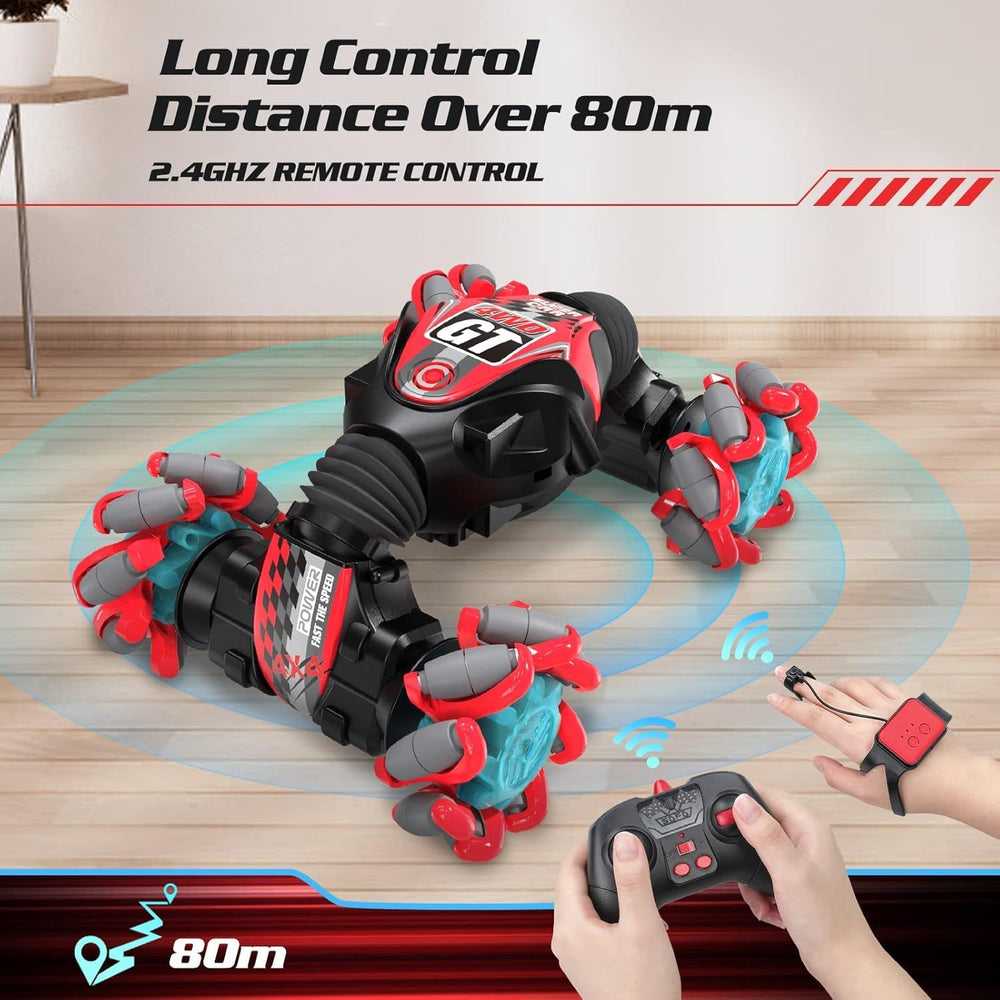Kidstinct RC stunt car with LED lights and music enhances night play