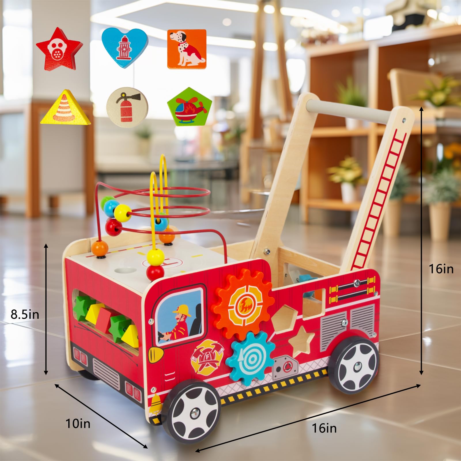 KIDS TOYLAND baby walker with shape sorting beads promotes hand-eye coordination.